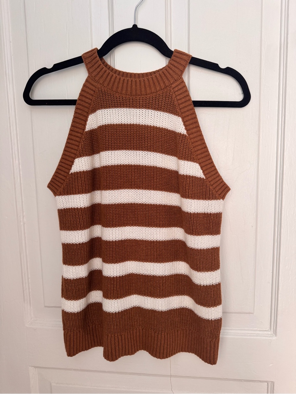 Old Navy Brown & White Striped Knit Halter Tank